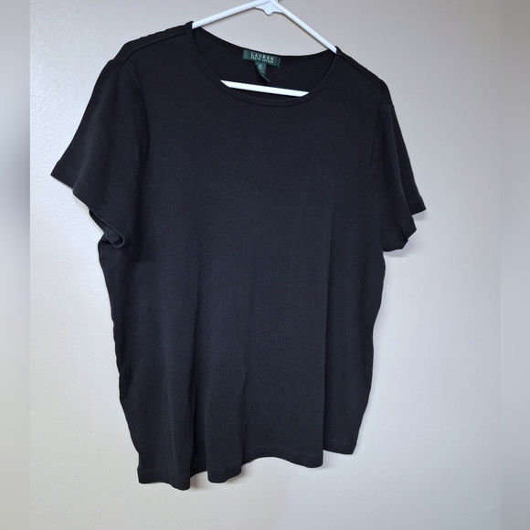 Lauren Ralph Lauren Womens Black Crew Neck T-Shirt Short Sleeve 100% Cotton 2XL - Picture 3 of 12